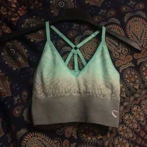 Turquoise and grey crop top